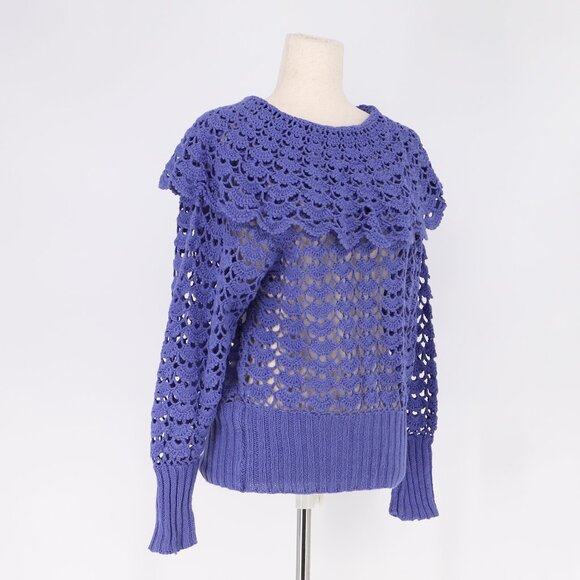 NWT VINTAGE JENNIFER REED Knitted By Hand Crochet Open Knit Purple Blue Size M - Picture 2 of 6